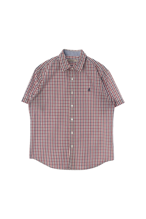빈폴 (Man - L) 자수 로고 체크 패턴 반팔 셔츠