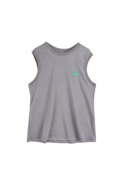 에몽 (Woman - M) [미사용품 : 리테일가 7.8만원] 코튼 자수 크루넥 민소매 티셔츠