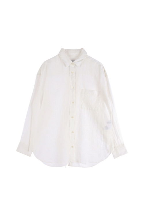 TICCA (Woman - F) 프렌치 린넨 100% 원 포켓 백 코르셋 긴팔 셔츠