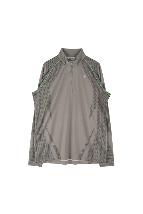 아디다스 (Man - L) 폴리 3S 로고 배색 패턴 반집업 하프넥 긴팔 티셔츠