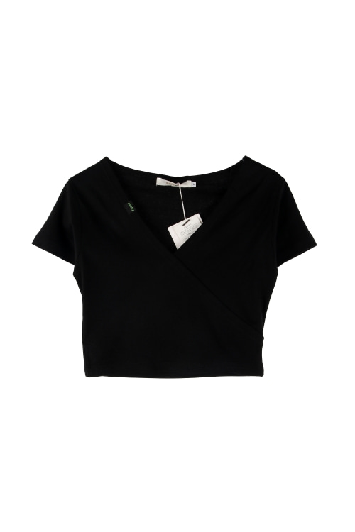 큐리티 (Woman - S) [미사용품] 코튼 텐셀 로고 브이넥 반팔 티셔츠