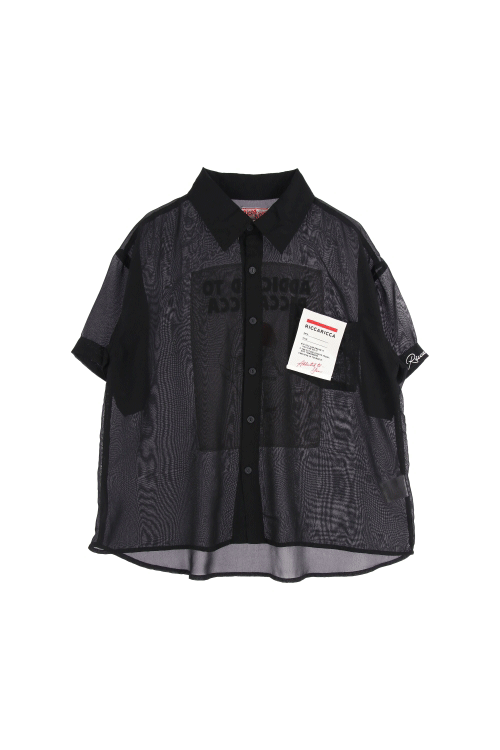 JAPAN (Woman - S) 폴리 프린팅 시스루 반팔 셔츠 블라우스