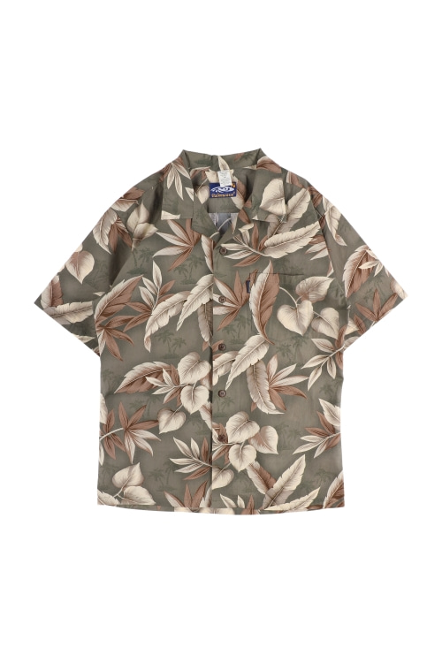 팜웨이브 (Man - M) 코튼 탭 로고 원 포켓 하와이안 패턴 반팔 셔츠