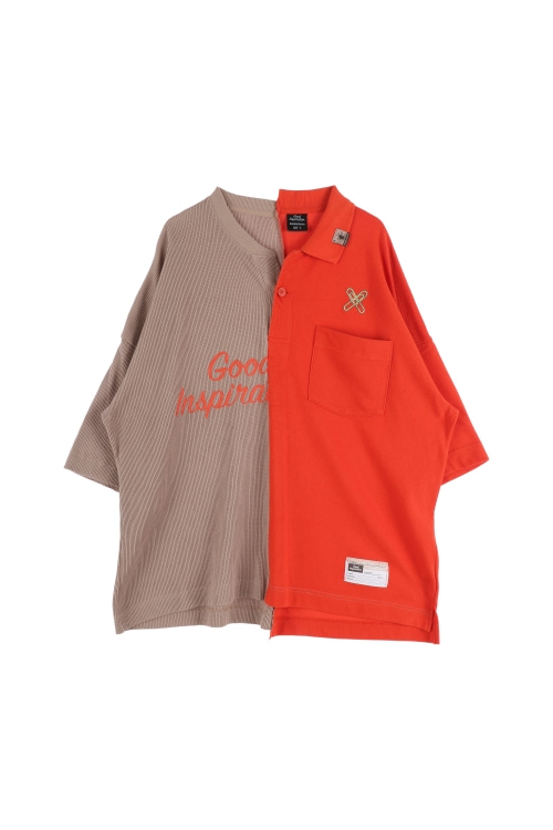 GU x 미하라 야스히로 (Man - L) 코튼 폴리 탭 로고 원 포켓 GOOD INSPIRATION 반버튼 언발란스 티셔츠