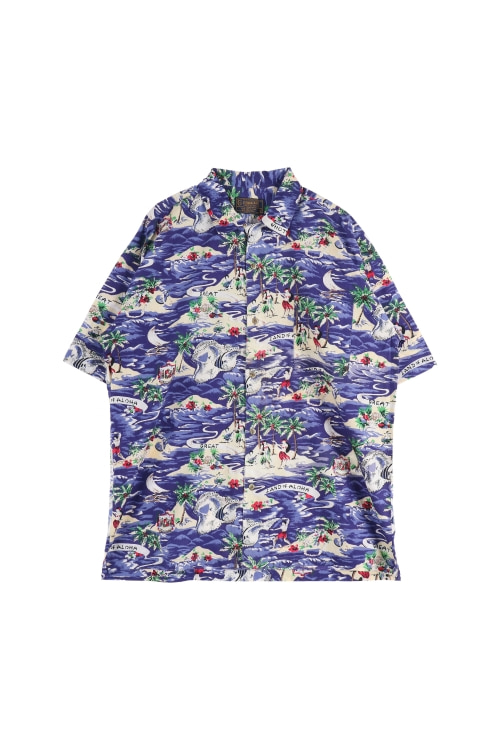 JAPAN (Man - L) 코튼 원 포켓 하와이안 패턴 반팔 셔츠