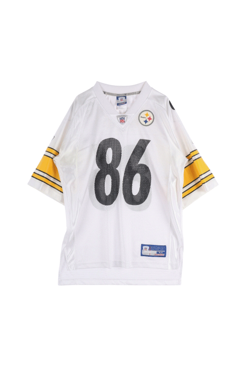NFL x 리복 (Man - M) 폴리 로고 피츠버그 스틸러스 86 하인스 워드 브이넥 반팔 티셔츠