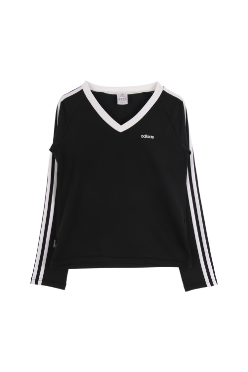 아디다스 (Woman - M) 폴리 3S 자수 로고 클라이마라이트 브이넥 긴팔 티셔츠
