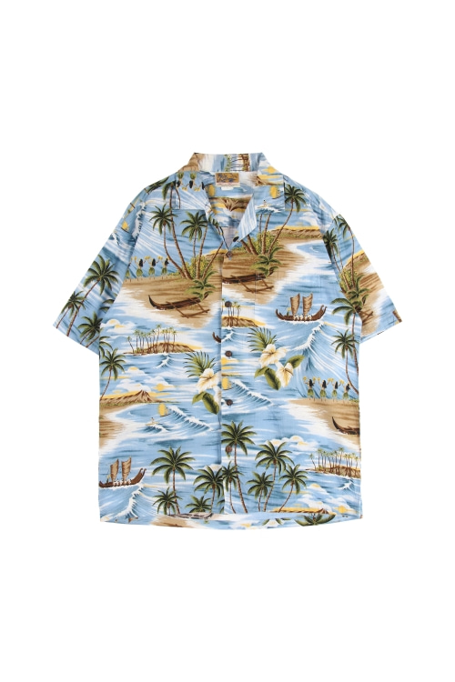 USA (Man - M) 코튼 원 포켓 하와이안 패턴 반팔 셔츠