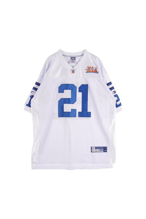 NFL x 리복 (Man - 2XL) 폴리 로고 슈퍼볼 21 디온 샌더스 브이넥 반팔 티셔츠