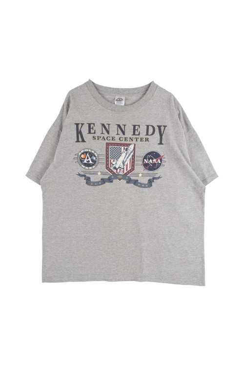 델타 어패럴 (Man - XL) 코튼 폴리 KENNEDY SPACE CENTER 프린팅 크루넥 반팔 티셔츠
