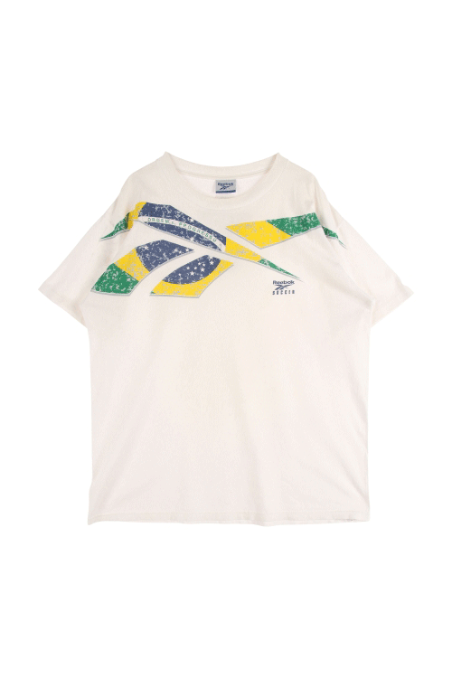 리복 (Man - XL) 브라질 패턴 빅로고 크루넥 반팔 티셔츠