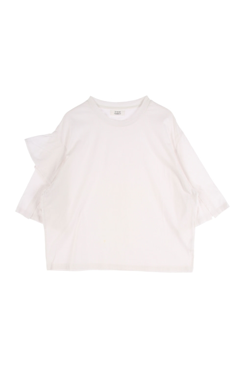 톰보이 (Woman - F) 코튼 러플 슬리브 크루넥 티셔츠