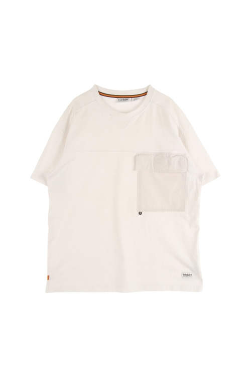 팀버랜드 (Man - XL) 코튼 패치 로고 원 포켓 크루넥 반팔 티셔츠