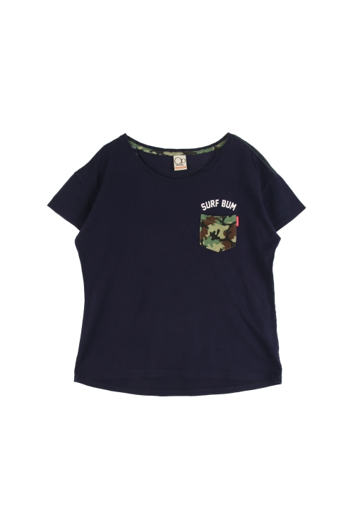 오션퍼시픽 (Woman - M) 코튼 로고 카모 패턴 원 포켓 반팔 티셔츠