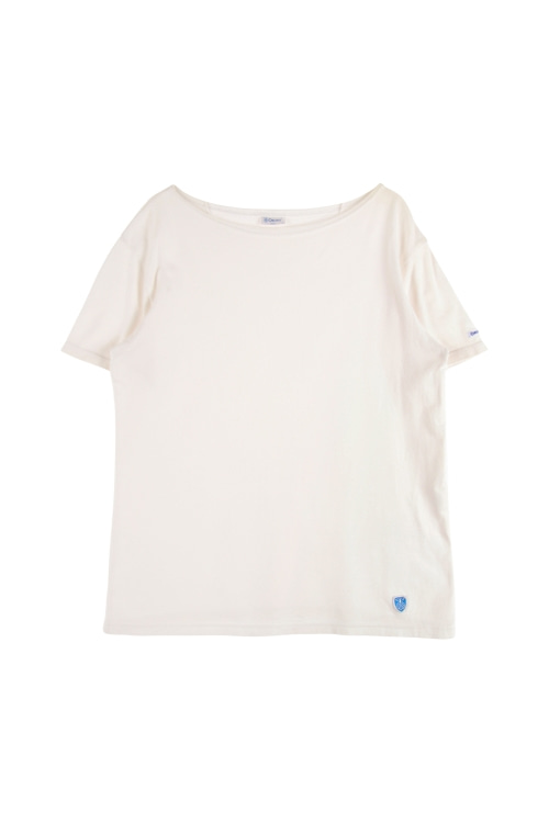 오르치발 (Woman - L) 코튼 패치 로고 와이드넥 반팔 티셔츠