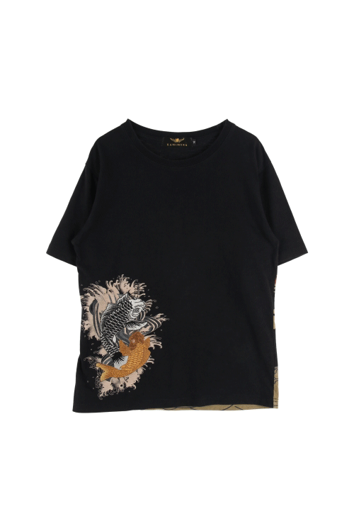 JAPAN (Man - M) 코튼 프린팅 잉어 자수 크루넥 반팔 티셔츠