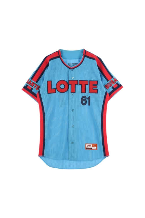 KOREA (Man - L) 폴리 롯데 자이언츠 61 손민환 버튼 야구 유니폼 반팔 티셔츠