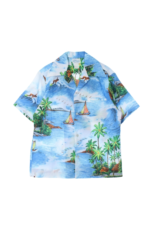 USA (Man - S) 폴리 하와이안 패턴 반팔 셔츠
