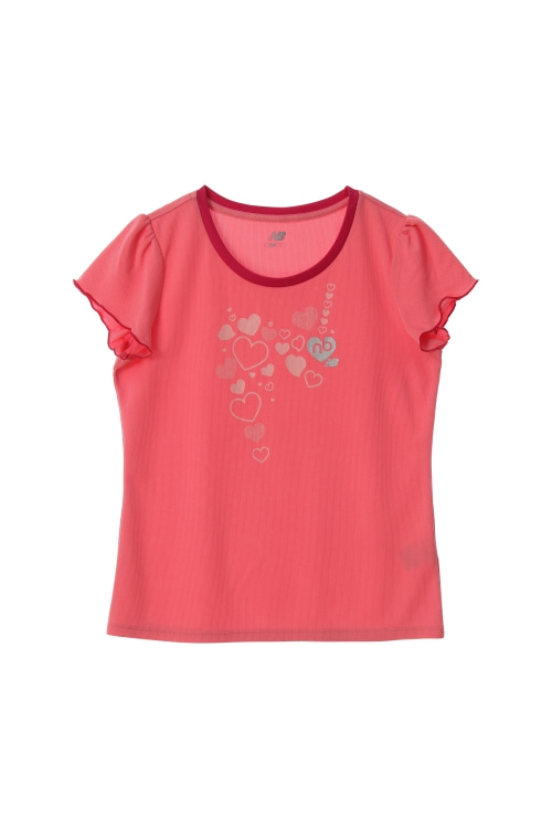 뉴발란스 (Woman - M) 폴리 로고 하트 패턴 프릴 반팔 티셔츠