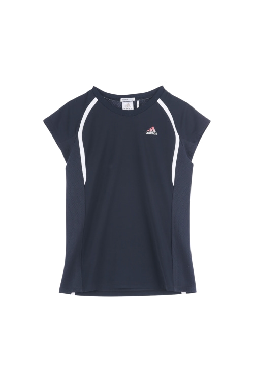 아디다스 (Woman - M) 폴리 로고 클라이마쿨 크루넥 캡 소매 반팔 티셔츠