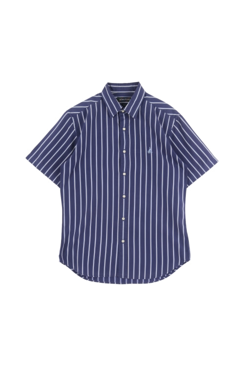 빈폴 (Man - M) 자수 로고 스트라이프 패턴 반팔 셔츠