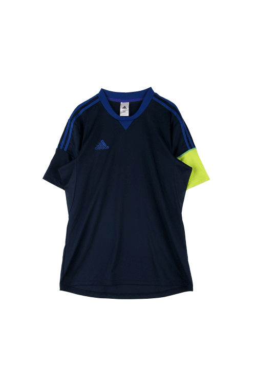 아디다스 (Man - 2XL) 폴리 3S 로고 배색 크루넥 반팔 티셔츠