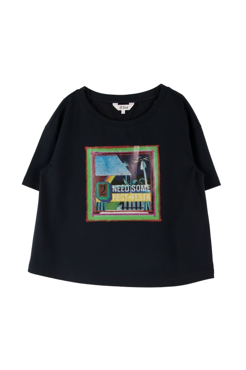 오즈세컨 (Woman - M) 폴리 코튼 프린팅 크루넥 반팔 티셔츠
