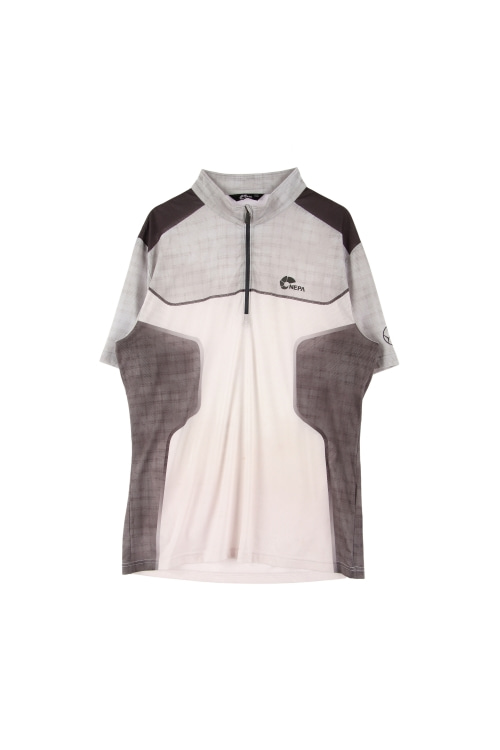 네파 (Man - XL) 폴리 로고 배색 패턴 반집업 하프넥 반팔 티셔츠