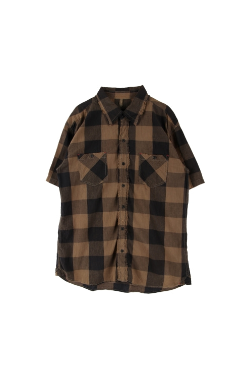 JAPAN (Man - L) 코튼 투포켓 체크 반팔 셔츠