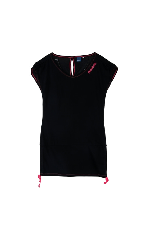 리복 (Woman - L) 코튼 폴리 로고 배색 캡 소매 반팔 티셔츠