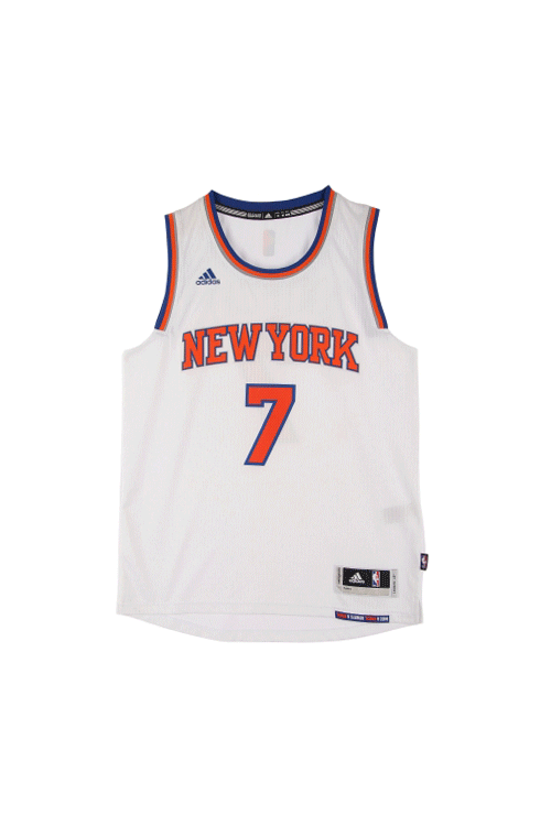 아디다스 x NBA (Man - M) 폴리 로고 뉴욕 닉스 카멜로 앤서니 크루넥 농구 유니폼 민소매 티셔츠