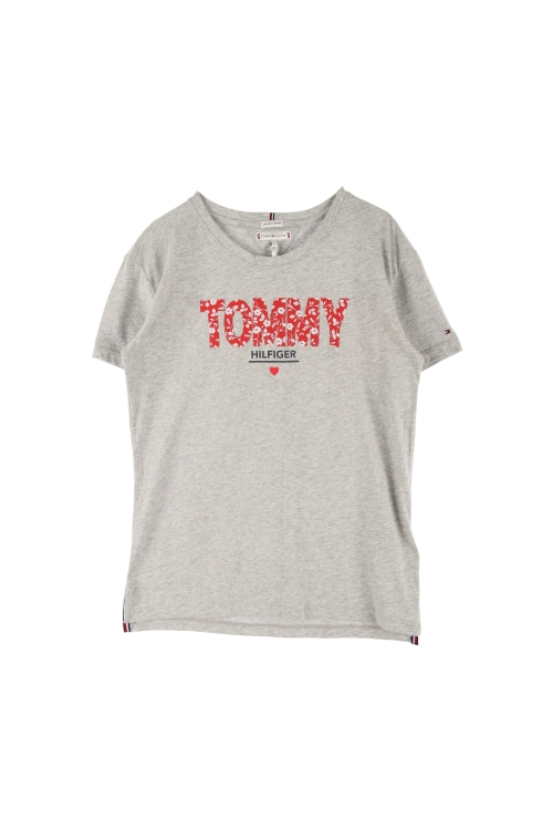 타미힐피거 (Woman - M) [미사용품] 오가닉 코튼 로고 플래그 크루넥 반팔 티셔츠