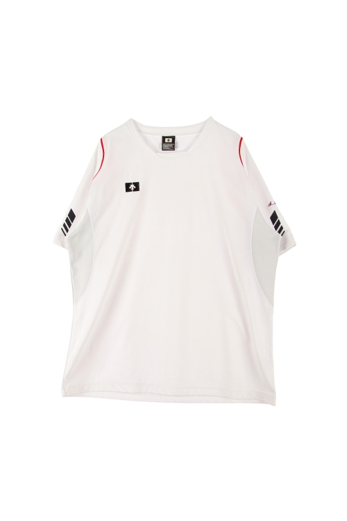 데상트 (Man - 5XL) 폴리 로고 배색 크루넥 반팔 티셔츠