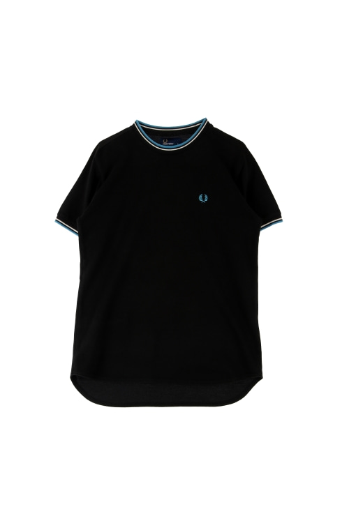 프레드페리 (Woman - M) 로고 배색 크루넥 반팔 티셔츠