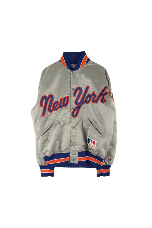 펠코 x MLB (Man - M) 나일론 로고 뉴욕 양키스 배색 버튼 누빔 봄버 자켓