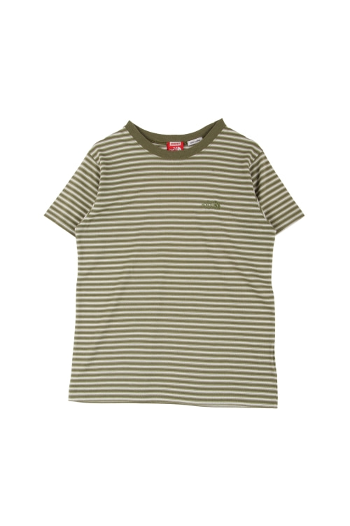 노스페이스 (Woman - M) 폴리 로고 배색 스트라이프 크루넥 반팔 티셔츠