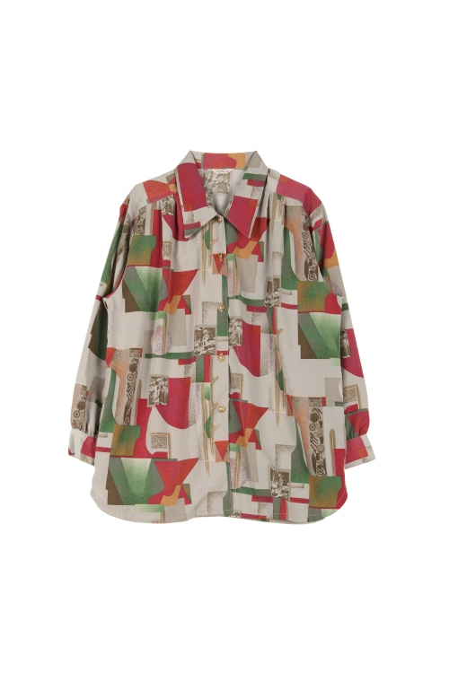 JAPAN (Woman - F) 폴리 패턴 금장 앤틱 버튼 셔츠