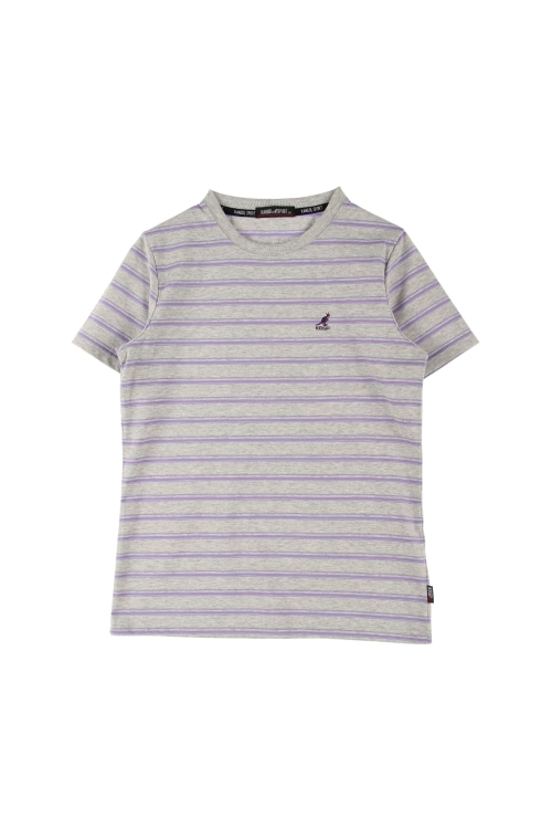캉골 (Woman - M) 폴리 코튼 배색 스트라이프 크루넥 반팔 티셔츠