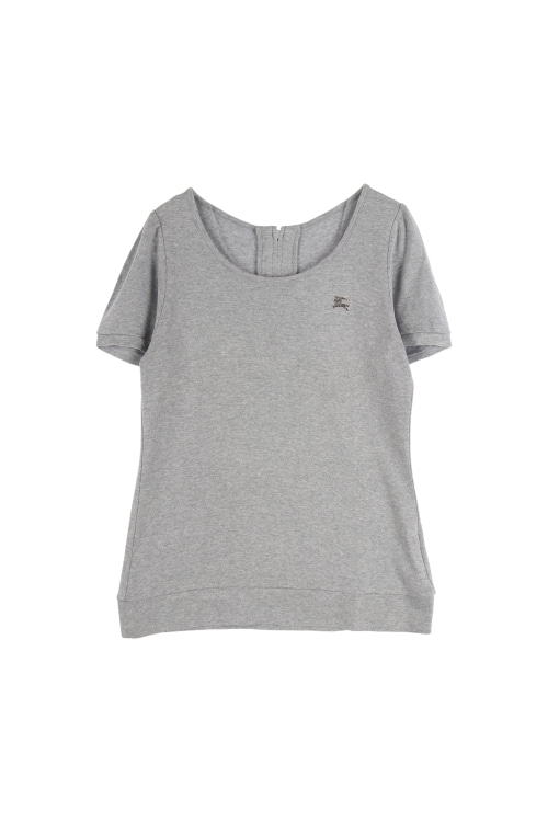 버버리 (Woman - S) 코튼 기마상 로고 숄더 셔링 반집업 반팔 티셔츠