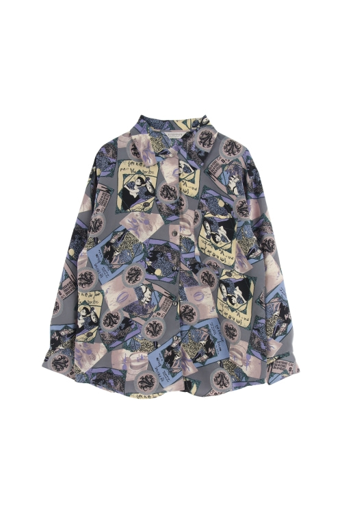 JAPAN (Woman - M) 폴리 빈티지 패턴 긴팔 셔츠 블라우스