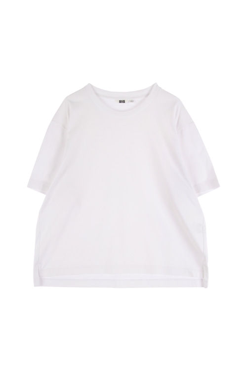 유니클로 x 르메르 (Woman - L) 코튼 폴리 에어리즘 크루넥 반팔 티셔츠