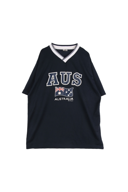 AUSTRALIA (Man - 2XL) 폴리 배색 프린팅 브이넥 반팔 티셔츠