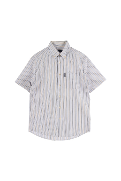 캉골 (Man - M) 폴리 코튼 로고 원포켓 배색 핀스트라이프 패턴 반팔 셔츠