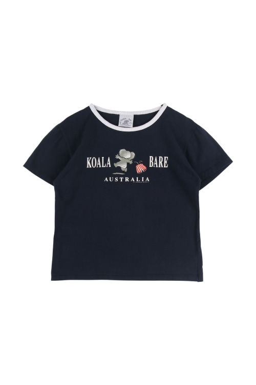 AUSTRALIA (Woman - M) 코튼 배색 프린팅 크루넥 크롭 반팔 티셔츠