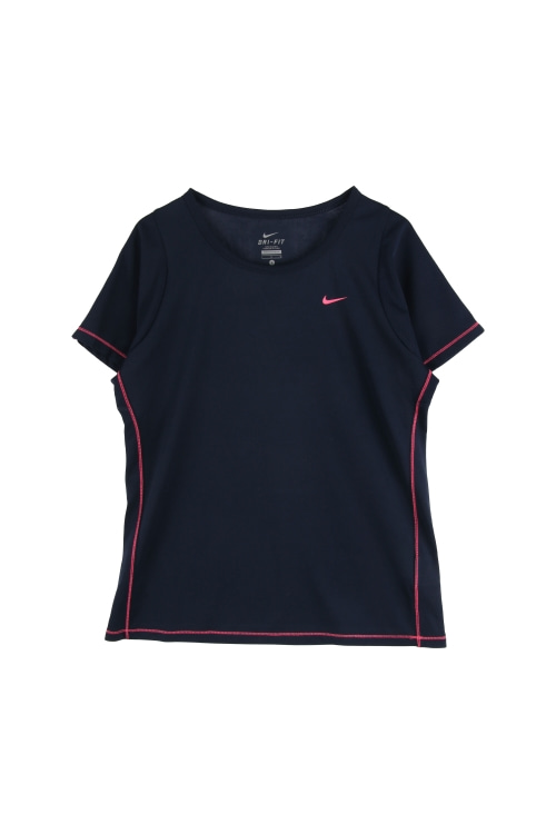나이키 (Woman - L) 폴리 스우시 드라이핏 배색 오버로크 크루넥 반팔 티셔츠
