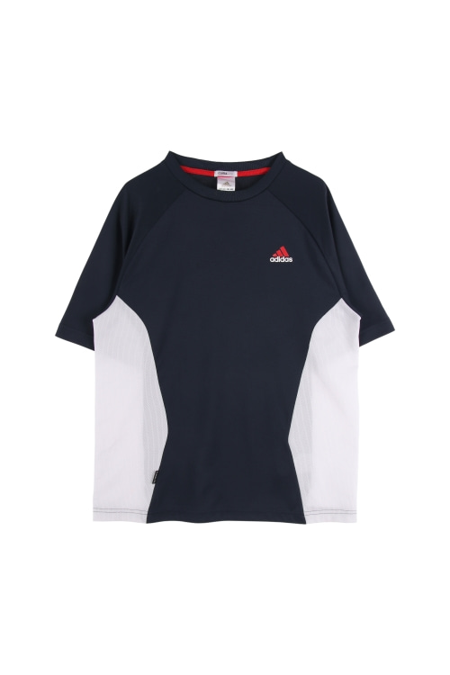 아디다스 (Man - L) 폴리 로고 배색 크루넥 반팔 티셔츠