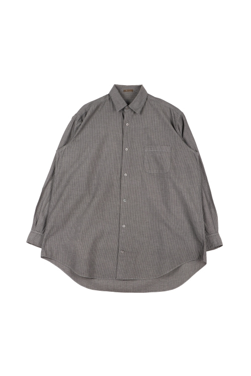 Y&#039;S by 요지 야마모토 (Man - XL) 코튼 원포켓 패턴 핀스트라이프 긴팔 셔츠