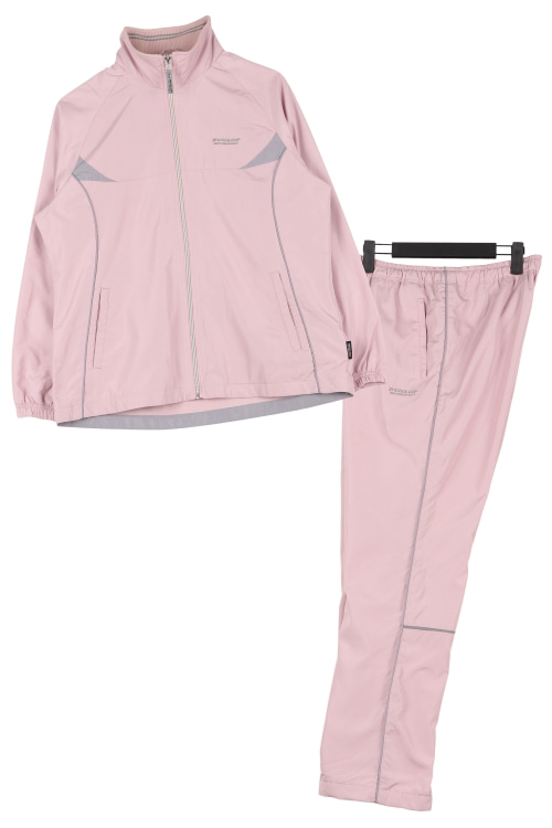 던롭 (Woman - L) [SET] 2pcs 폴리 로고 배색 집업 바람막이 &amp; 트랙 팬츠
