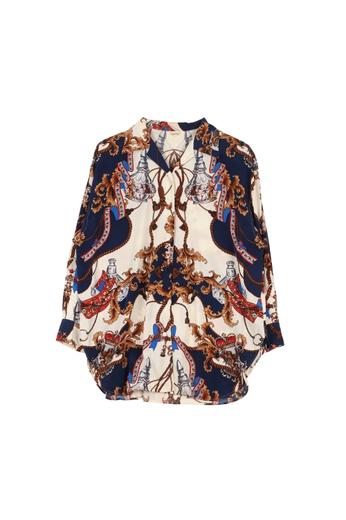 JAPAN (Woman - M) 폴리 빈티지 패턴 긴팔 셔츠