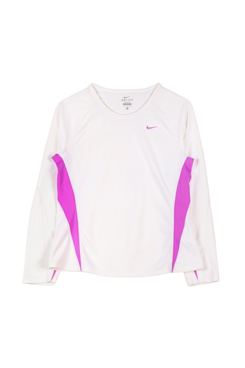 나이키 (Woman - XL) 폴리 스우시 드라이핏 배색 크루넥 긴팔 티셔츠